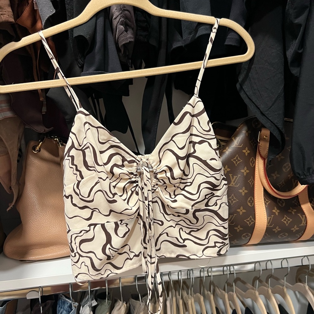 Abercrombie & Fitch Cream and Brown Patterned Top